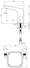 Deante Hiacynt, senzorová umývadlová batéria s reguláciou teploty, napájanie 230 / 6V, chrómová, BQH_029V