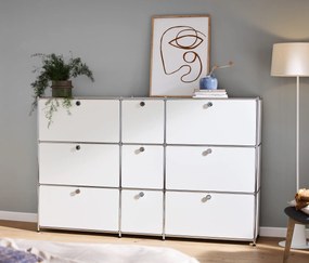 Komoda »CN3« s 9 výklopnými dvierkami, biela