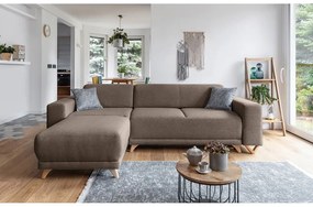 Hnedá rozkladacia/s úložným priestorom rohová pohovka Classy Sophie – Miuform