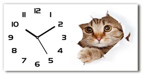 Vodorovné Moderné sklenené hodiny na stenu Mačka pl_zsp_60x30_f_35664648