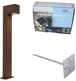 Vonkajšia lampa hrdzavo hnedá so zemným hrotom a káblovou priechodkou 65 cm IP44 - Baleno
