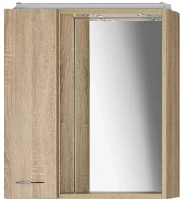 Aqualine Aqualine, ZOJA/KERAMIA FRESH galérka s LED osvetlením 60x60x14cm, ľavá,dub platin, 45027