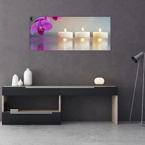 Obraz sviečok na vode (120x50 cm)