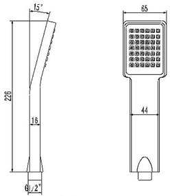 Sapho Sapho, GINKO ručná sprcha, 226mm, hranatá, ABS/chróm, 1101-16
