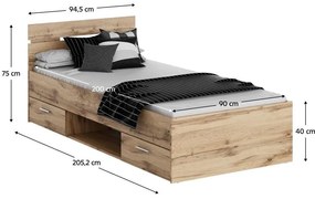Jednolôžková posteľ 90 cm Michigin (dub wotan) (s úložným priestorom). Vlastná spoľahlivá doprava až k Vám domov. 1096896