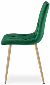 Set štyroch jedálenských stoličiek LIBRA zamatové tmavozelené / drevené nohy (4 ks)