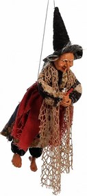Lietajúca striga Befana v červenom prevedení 35 cm