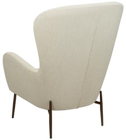 GLAM VYSOKÉ ČALÚNENÉ LOUNGE KRESLO bone white/antique brass