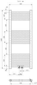 Erga Simple, vykurovacie teleso 1000x400 mm, 332 W, čierna, ERG-LAV-SIMP-10040-BK