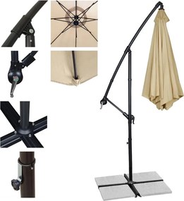 Veľký polohovateľný slnečník AVENBERG SUNNY 300, priemer 3M,  sivá