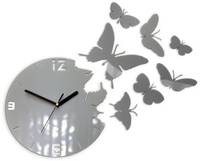 3D nalepovacie hodiny Butterfly sivé