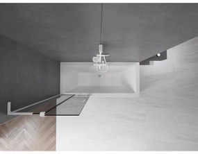Mexen Velar L, 2-krídlová posuvná vaňová zástena 75 x 150 cm, 8mm šedé sklo, biela matná, 896-075-003-41-20