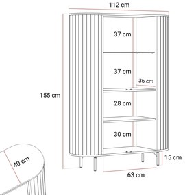 VITRÍNA LANDRY PRESTIGE KAŠMÍR LED 112 x 155 cm