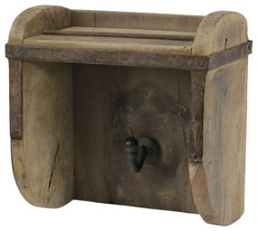 Hnedá drevená polička s háčikom z tehlovej formy Grimaud - 14*8*15 cm