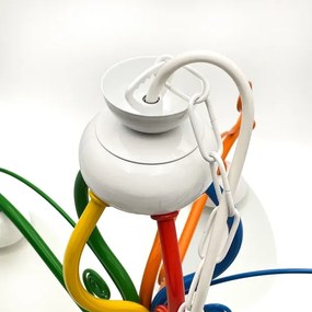 Luster na reťazi RETRO 5xE27/60W/230V biela/pestrofarebná