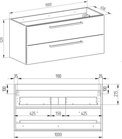 Mereo Bino, kúpeľňová skrinka 100 cm, dub Arlington, MER-CN622SN
