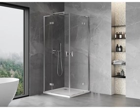 Mexen Mist-H L Duo, 2-krídlový sprchový kút 90 x 90 cm, číre sklo, chrómový profil, 8A5L-090L-090P-01-00