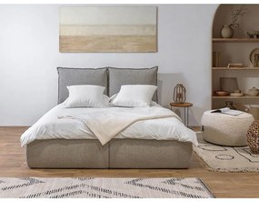 Béžová čalúnená dvojlôžková posteľ s úložným priestorom a roštom 160x200 cm Garancia – Bobochic Paris