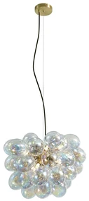 Art Deco závesná lampa zlatá s dúhovým sklom 50cm 8-svetiel - Uvas