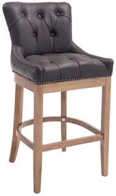 Barová stolička Buckingham ~ koža, drevené nohy svetlá antik - Hnedá