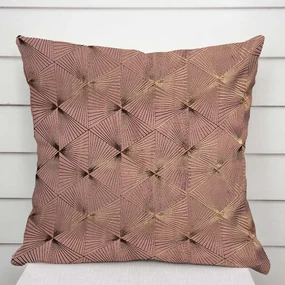 Biante Zamatová obliečka na vankúš Isabela IBL-009 Rose Gold trojuholníky na staroružovom 40 x 40 cm