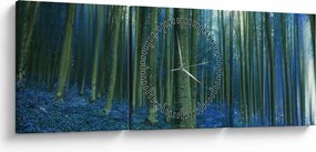 Obraz - Modrý les (s hodinami) (90x30 cm)