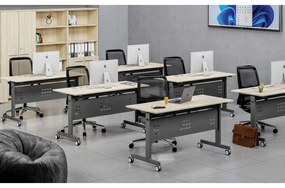 Mobilný stôl PRIMO MOBI, 1800 x 600 mm, biela podnož, breza