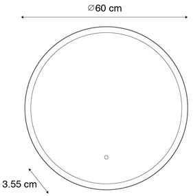 Zrkadlo do kúpeľne čierne so zlatom vrátane LED a dotykového stmievača - Pim