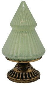 Zelený sklenený dekoračný svietiaci stromček LED Tree - Ø 10*18 cm