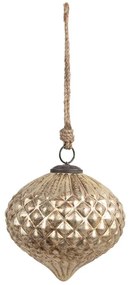 Zlatá sklenená vianočná ozdoba L - Ø 15*15 cm