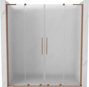 Mexen Velar L Duo, posuvné sprchové dvere do otvoru 180 cm, 8mm sklo námraza, medená matná, 871-180-003-32-65