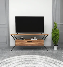TV stolík/skrinka Tarza (Orech + Čierna). Akcia -17%. Vlastná spoľahlivá doprava až k Vám domov. 1072864