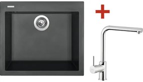Granitový drez Sinks Cube 560 s batériou Elka 500x560 mm čierny