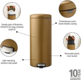 Nášľapný oceľový odpadkový kôš v mosadznej farbe 30 l NewIcon – Brabantia