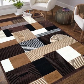 Koberec Alfa s geometrickým vzorom - hnedý Šírka: 120 cm | Dĺžka: 170 cm