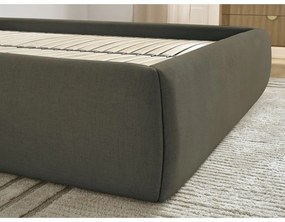 Tmavozelená čalúnená dvojlôžková posteľ s úložným priestorom/bez čela s roštom 180x200 cm Inera – Bobochic Paris
