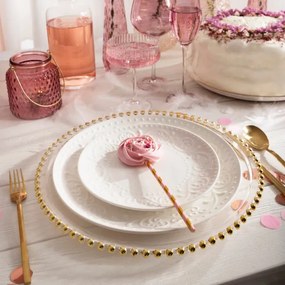 Dekoratívny tanier GOLDEN BALLS so zlatým okrajom s guličkami 807546