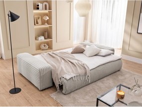 Svetlosivá menčestrová rozkladacia/s úložným priestorom pohovka 260 cm Justin – Ropez