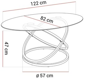 OVÁLNY KONFERENČNÝ STOLÍK LEONE ZLATÝ LESK + SKLO