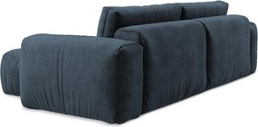 Tmavomodrá ženilková rozkladacia rohová pohovka (pravý roh/s leňoškou) Kuki – Makamii