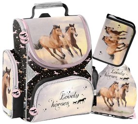 Aktovka do školy pre dievčatá – 3-dielny set - Lovely Horses