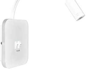 LED Flexibilná nástenná lampička s USB BASE 1xLED/8W + 1xLED/2W/230V biela