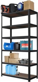 Regál 240x120x60 cm lakovaný 6-policový, nosnosť 900 kg - ČIERNÝ
