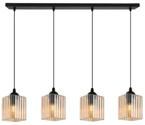 Závesné svietidlo Riffle Square, 4x medové sklenené tienidlo, b