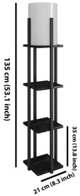 Stojacia lampa s poličkami NORA 1xE27/40W/230V čierna