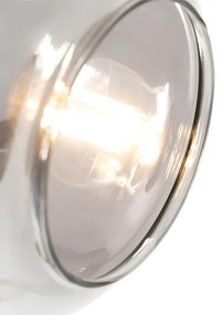 Stojacia lampa čierna so zlatou s dymovým sklom 2 svetlá - Zuzanna