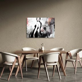 Sklenený obraz - Lady a Eiffelova veža (70x50 cm)