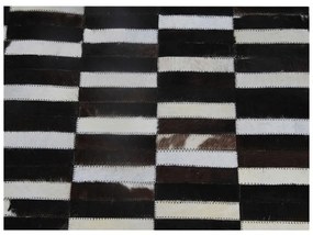 Tempo Kondela Luxusný kožený koberec,  hnedá/čierna/biela, patchwork, 120x180, KOŽA TYP 6