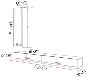 OBÝVACIA STENA DAZIO KAŠMÍR LESK LED 250 cm