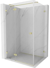 Mexen Lunar T, sklápací sprchový kút ľavý 130 x 100 cm, 8mm číre sklo, zlatý matný profil, 834T-130-100-55-00-L